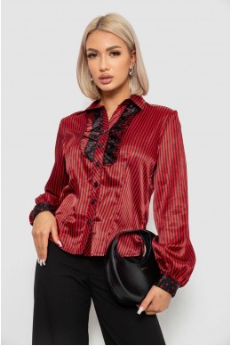 Рубашка классическая в полоску, цвет черно-красный, 230R066