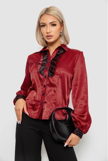 Рубашка классическая в полоску, цвет черно-красный, 230R066