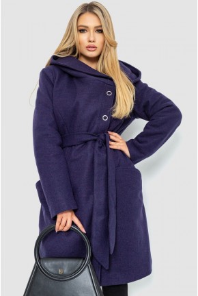 Пальто женское с капюшоном, цвет темно-фиолетовый, 186R294