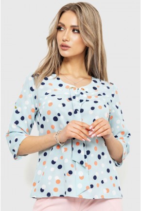 Блуза в горох, цвет бирюзовый, 230R150-1