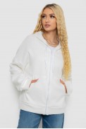 Кофта жіноча на блискавці з капюшоном  -уцінка, колір молочний, 238R104-U-1 - фото № 0