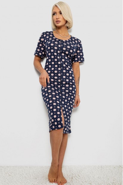 Халат женский на молнии в горох, цвет синий, 257R1030-4