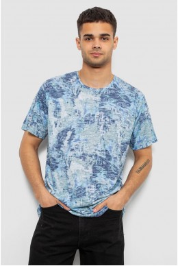 Футболка мужская с принтом, цвет голубой, 244R5539