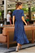 Платье женское в горошек софт, цвет синий, 257R8070 - фото № 3