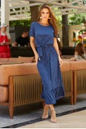 Платье женское в горошек софт, цвет синий, 257R8070 - фото № 4