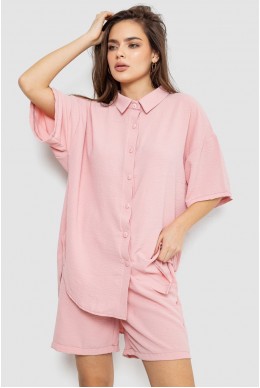 Костюм жіночий однотонний  -уцінка, колір пудровий, 119R0038-1-U-5