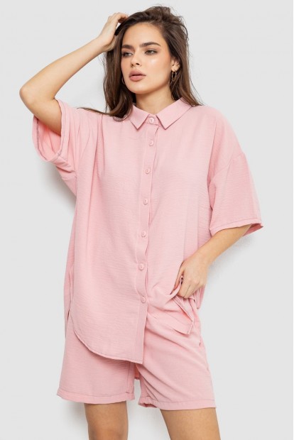 Костюм жіночий однотонний  -уцінка, колір пудровий, 119R0038-1-U-5