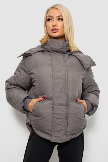 Куртка жіноча зимова коротка, колір сірий, 244R983