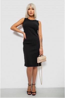 Платье однотонное в рубчик, цвет черный, 257R707