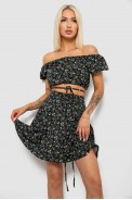 Костюм женский топ и юбка с цветочным принтом, цвет черный, 257R758-2 - фото № 1