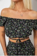 Костюм женский топ и юбка с цветочным принтом, цвет черный, 257R758-2 - фото № 4