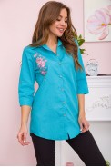 Женская рубашка с вышивкой мятного цвета 172R101