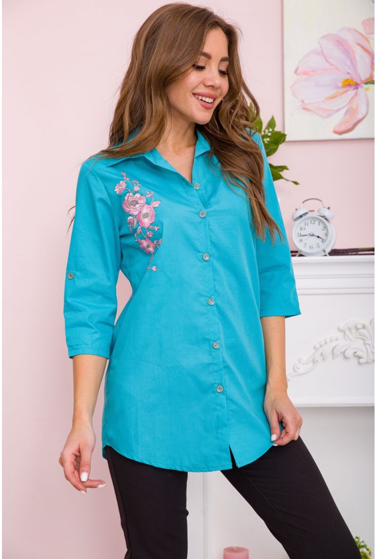 Купить Женская рубашка с вышивкой мятного цвета 172R101 - Фото №2