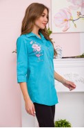 Женская рубашка с вышивкой мятного цвета 172R101