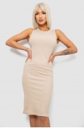 Сукня однотонна в рубчик, колір бежевий, 257R707 - фото № 0