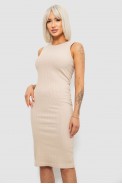 Сукня однотонна в рубчик, колір бежевий, 257R707 - фото № 2