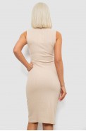 Сукня однотонна в рубчик, колір бежевий, 257R707 - фото № 3