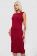 Платье однотонное в рубчик, цвет бордовый, 257R707 оптом - фото № 2