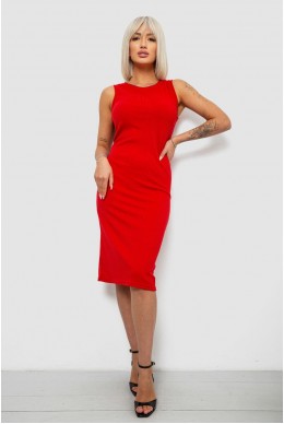 Платье однотонное в рубчик, цвет красный, 257R707