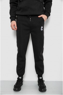 Спортивные штаны мужские на флисе, цвет черный, 129RA9995