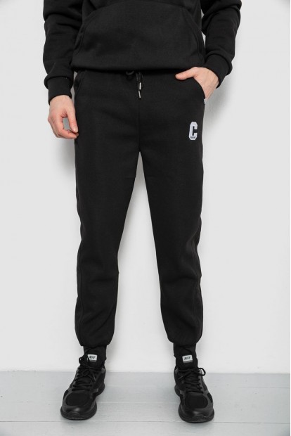 Спортивные штаны мужские на флисе, цвет черный, 129RA9995