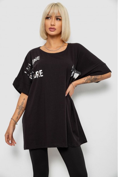 Футболка женская с принтом, цвет черный, 244R2511