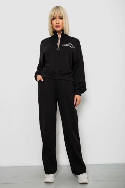 Спортивный костюм женский с принтом, цвет черный, 244R1061AG