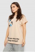 Футболка женская с принтом, цвет светло-бежевый, 244R3001 - фото № 2
