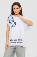 Футболка жіноча з принтом, колір білий, 244R3001 оптом - фото № 0