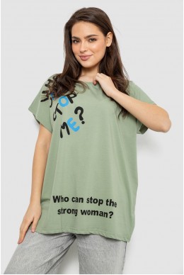 Футболка жіноча з принтом, колір оливковий, 244R3001