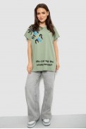 Футболка жіноча з принтом, колір оливковий, 244R3001 оптом - фото № 1