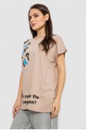 Футболка женская с принтом, цвет бежевый, 244R3001 - фото № 2