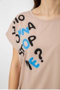 Футболка женская с принтом, цвет бежевый, 244R3001 - фото № 4