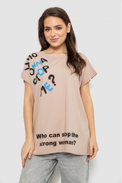 Футболка жіноча з принтом, колір бежевий, 244R3001