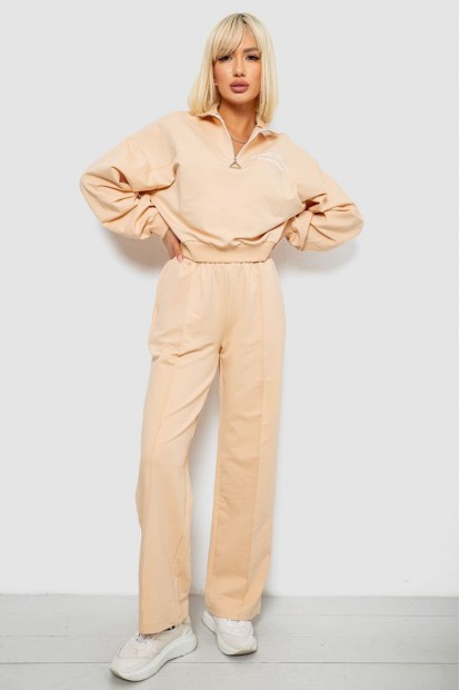 Спортивный костюм женский с принтом, цвет бежевый, 244R1061AG