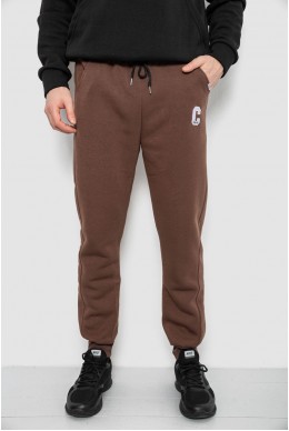 Спортивные штаны мужские на флисе, цвет коричневый, 129RA9995