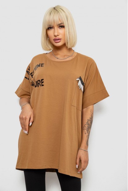 Футболка женская с принтом, цвет коричневый, 244R2511