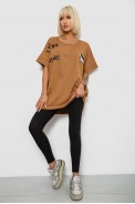 Футболка жіноча з принтом, колір коричневий, 244R2511 - фото № 1