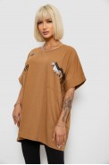 Футболка жіноча з принтом, колір коричневий, 244R2511 - фото № 2