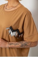 Футболка жіноча з принтом, колір коричневий, 244R2511 - фото № 4