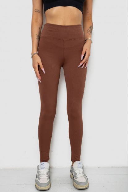 Лосини однотонні у рубчик утеплені на флісі  -уцінка, колір коричневий, 238R605-U-13