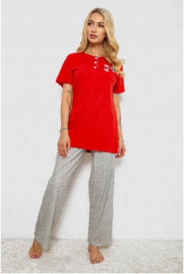 Піжама жіноча з принтом  -уцінка, колір червоний, 243R10366-U-2