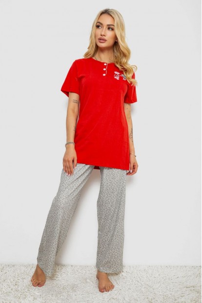 Піжама жіноча з принтом  -уцінка, колір червоний, 243R10366-U-2