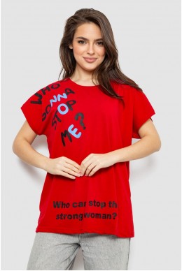 Футболка жіноча з принтом, колір червоний, 244R3001
