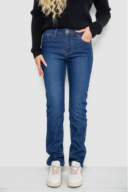 Джинсы женские на флисе, цвет синий, 244RM8108
