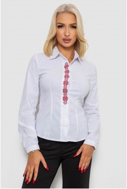 Блуза класична з вишивкою 230R03-1 -уцінка, колір Білий