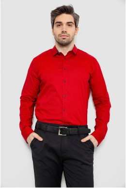Рубашка мужская однотонная с принтом, цвет красный, 186R2065