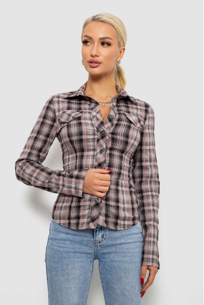 Сорочка жіноча в клітку, колір темно-пудровий, 230R064-1