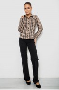 Рубашка женская в клетку, цвет бежево-серый, 230R064-1 - фото № 1