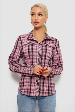 Сорочка жіноча в клітку, колір рожево-сірий, 230R064-1